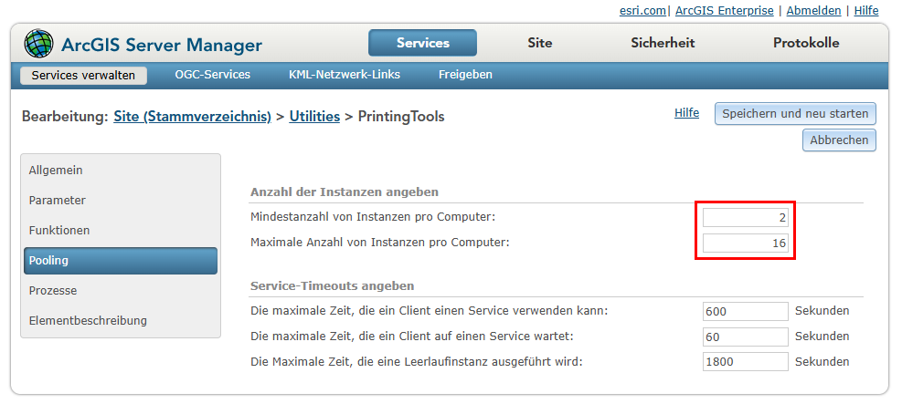 Anzahl der Instanzen im Druckdienst anpassen